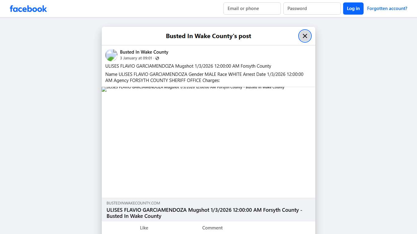 ULISES FLAVIO GARCIAMENDOZA... - Busted In Wake County Facebook